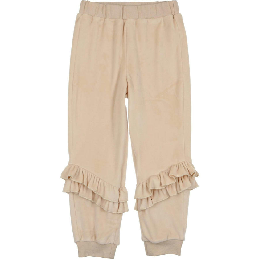 Velour Ribbed Waist & Cuff Ruffle Joggers