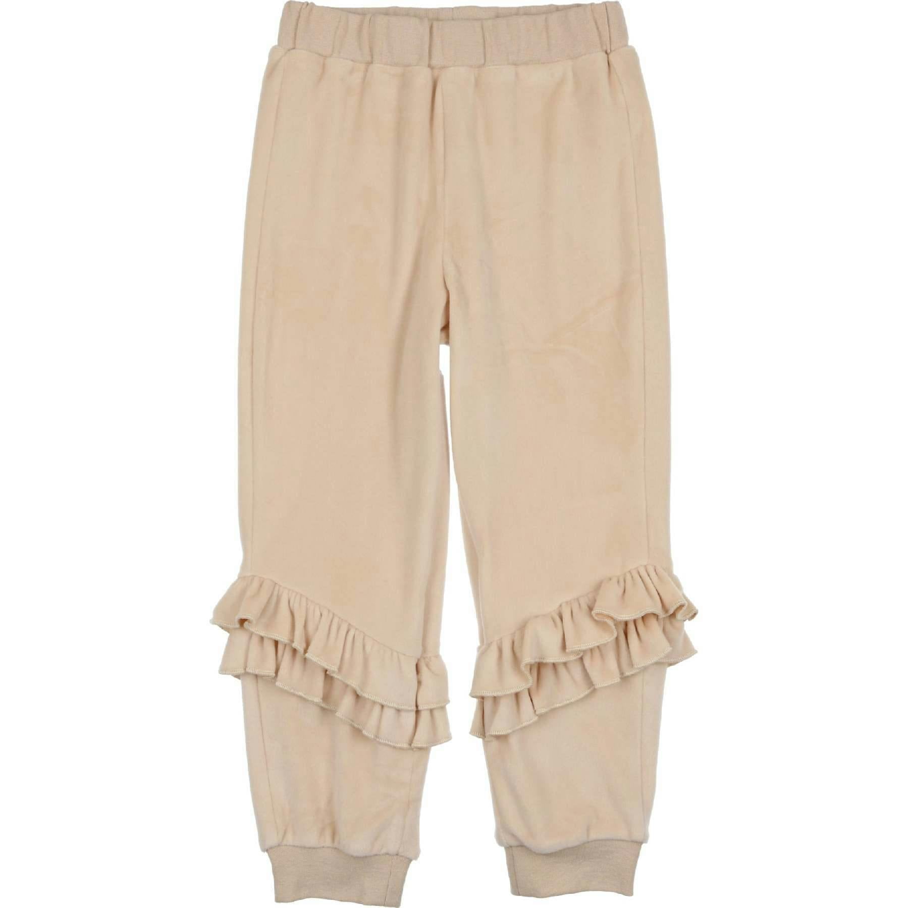 Velour Ribbed Waist & Cuff Ruffle Joggers