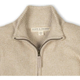Organic Long Sleeve Full Zip Raglan Mock Neck Sweater, Beige