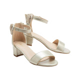 Gold Satin Banded Block Heels