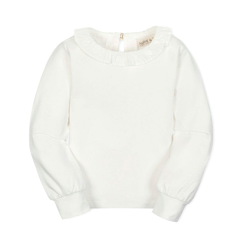Organic Ruffle Collar Knit Top