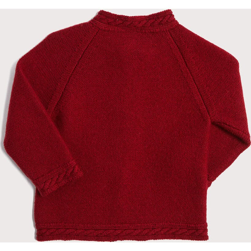 Contrast Trim 3 Button Cardigan in Red (3-18mths)