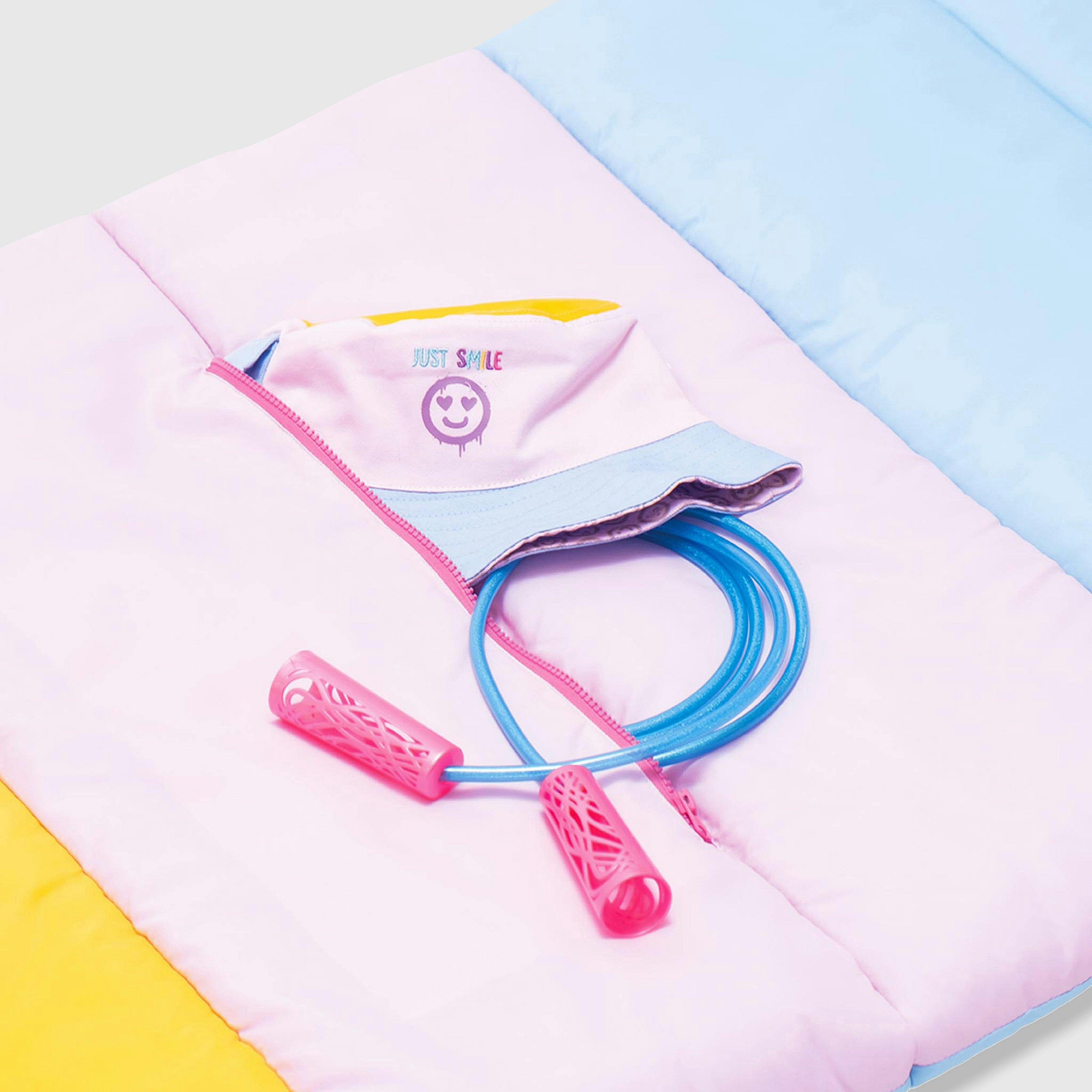 Sleep-N-Pack™ – Big Kid Size | Color Block Camp Collection: Pink Smile Face