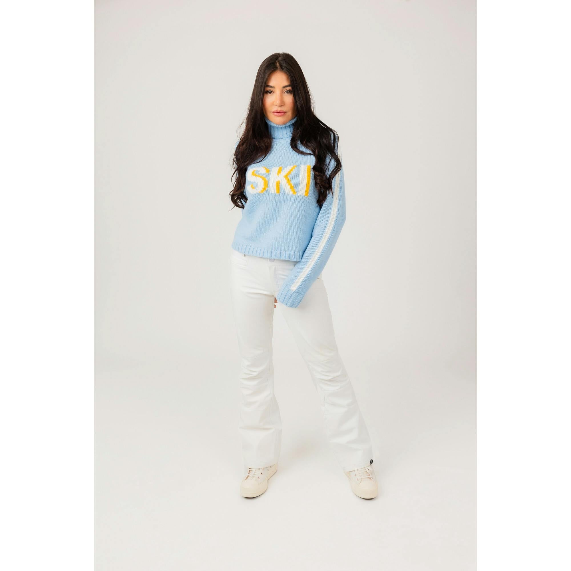 Women's Retro Ski Knit Cropped Turtleneck Sweater