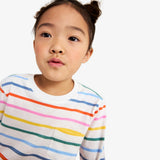Kids long sleeve pocket tee in rainbow stripe