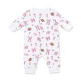 Footballs and Bows - Baseball Collar Button Up Romper