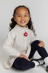 Printed Velour Half Zip Top with Flower Pull