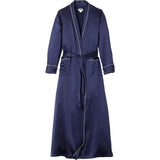 Women's Silk Long Robe in Navy