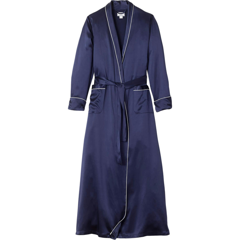 Women's Silk Long Robe in White