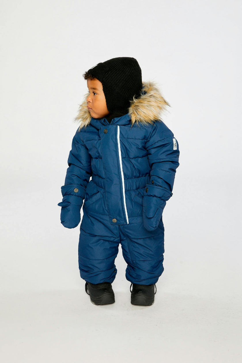 Baby Original One Piece Puffy Snowsuit With Removable Mittens And Boots Dark Blue