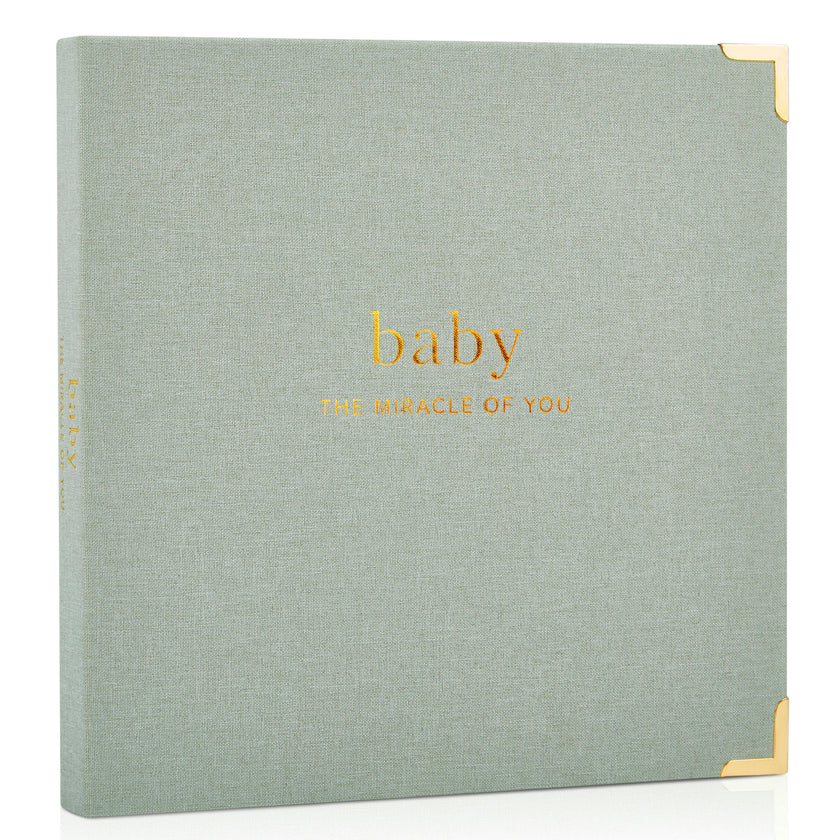 Keepsake Baby Memory Book for Boys and Girls - Timeless First 5 Year Baby Book - Linen Journal Scrapbook & Photo Album - Record Every Milestone Birth to Age 5
