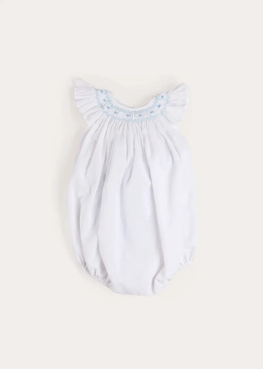 Hand Smocked Romper in Blue (3-18mths)