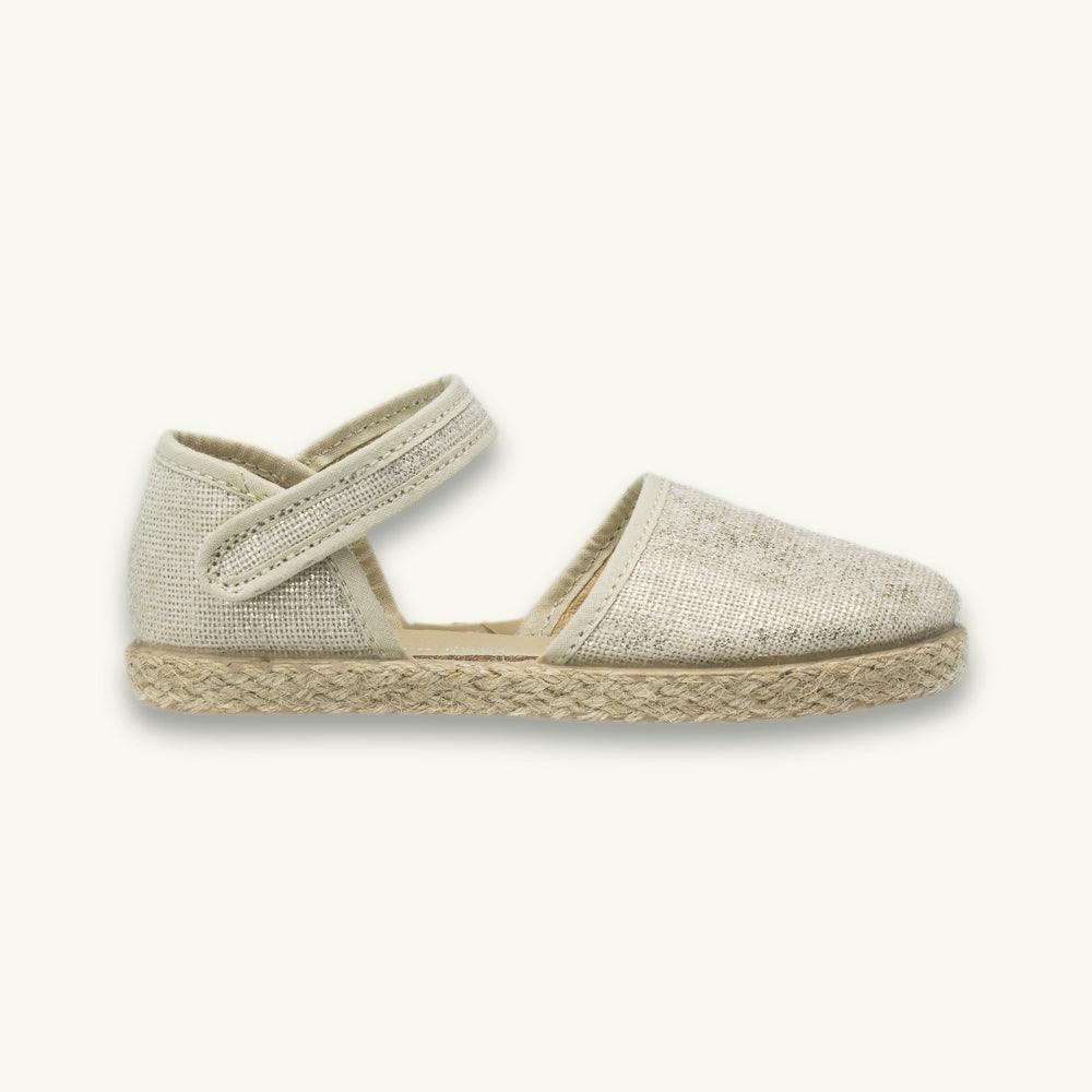 Linen Classic Espadrille | Metallic White