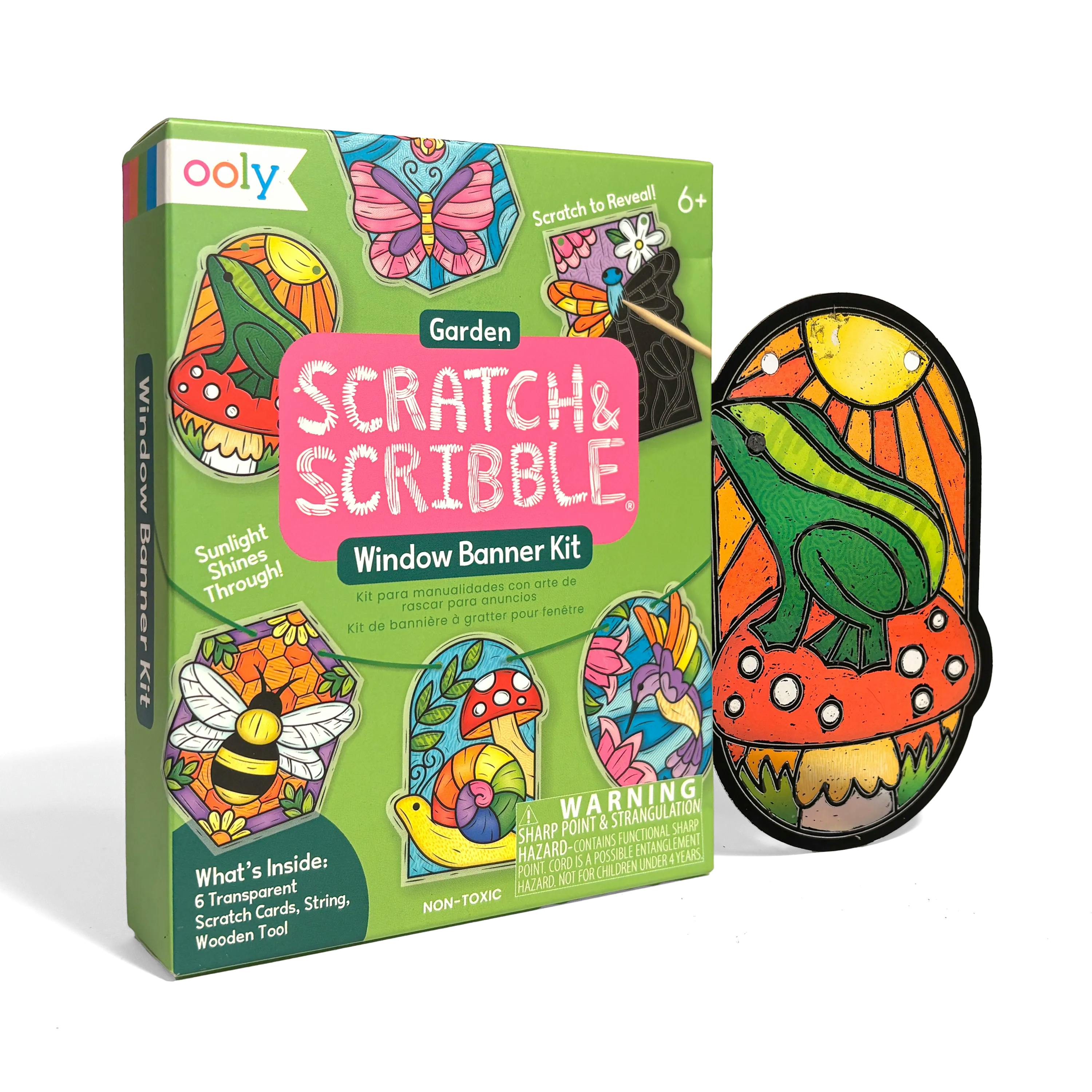 Scratch & Scribble Mini Window Banner Kit - Garden - 6 Cards