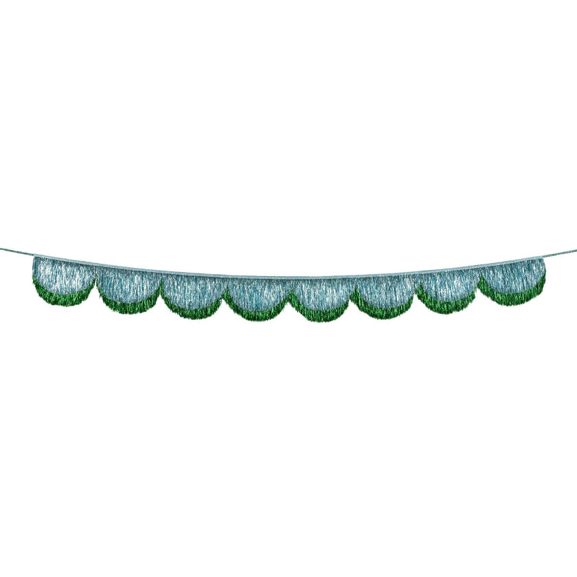 Blue Tinsel Scallop Garland