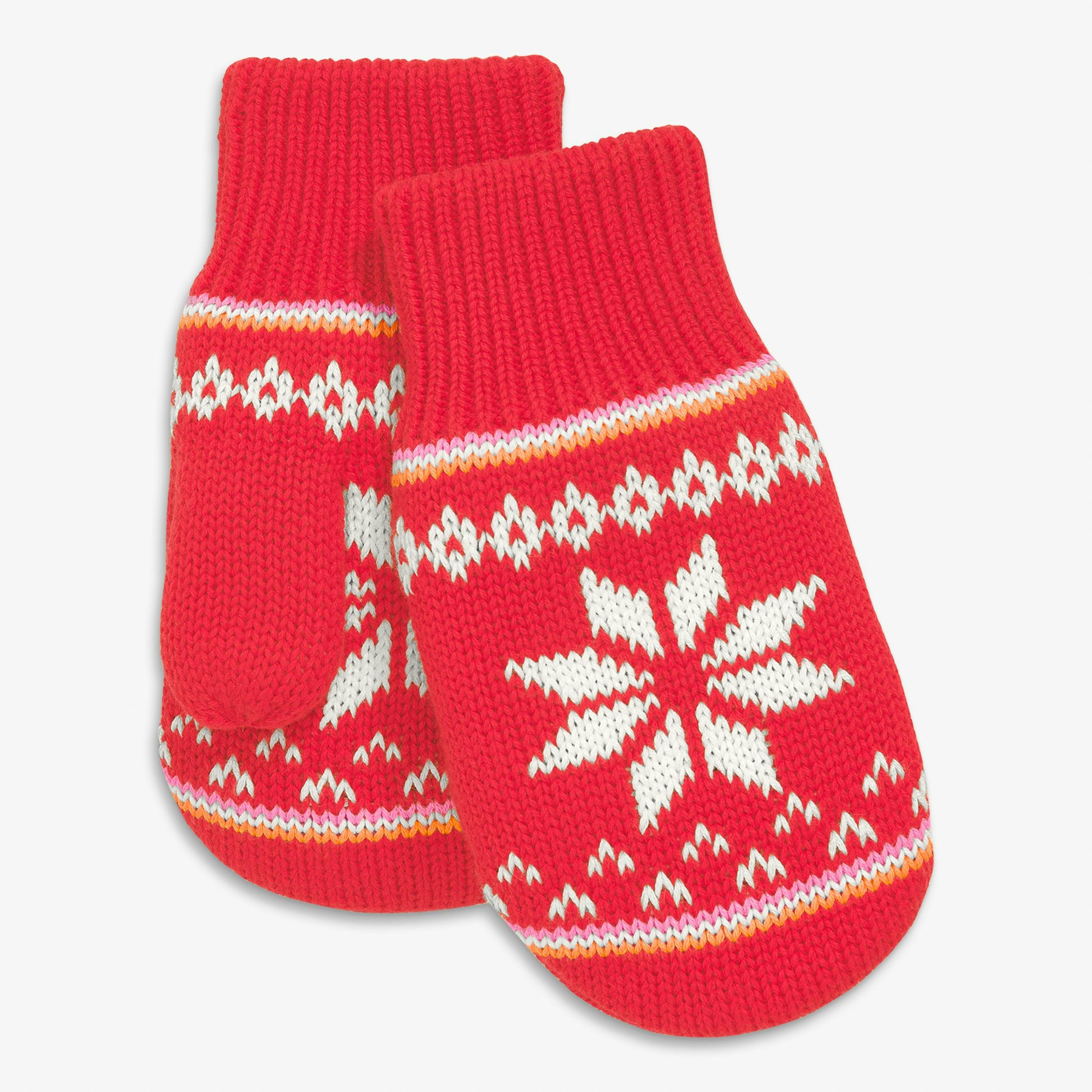 Baby knit mittens in snowflake fair isle