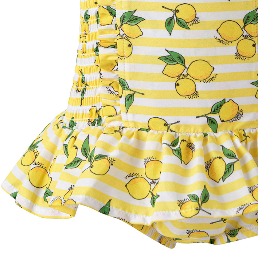 Lemon Stripe Ruched Swimsuit