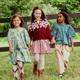 Girls Gianna Skirt - Burgundy Climbing Floral