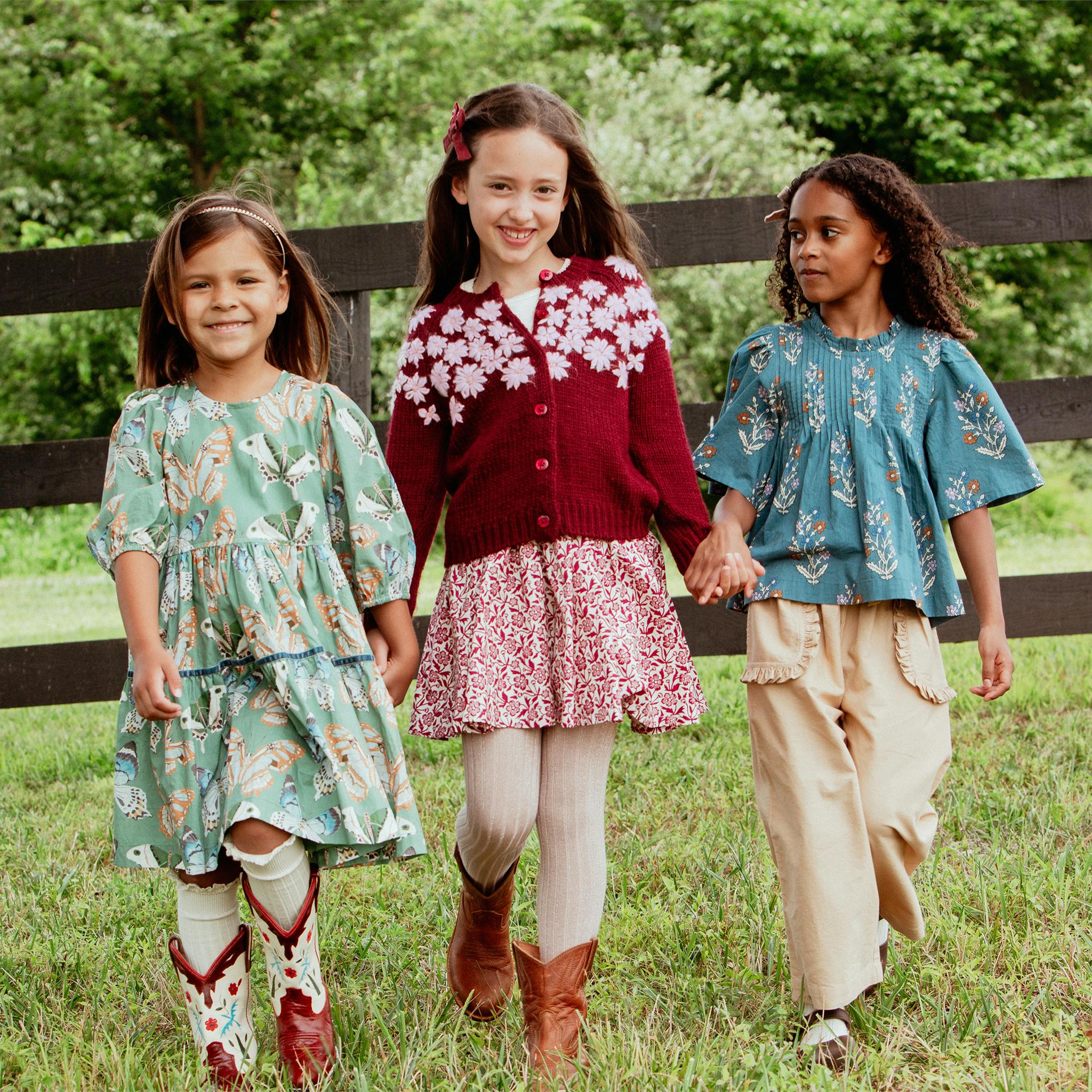 Girls Gianna Skirt - Burgundy Climbing Floral