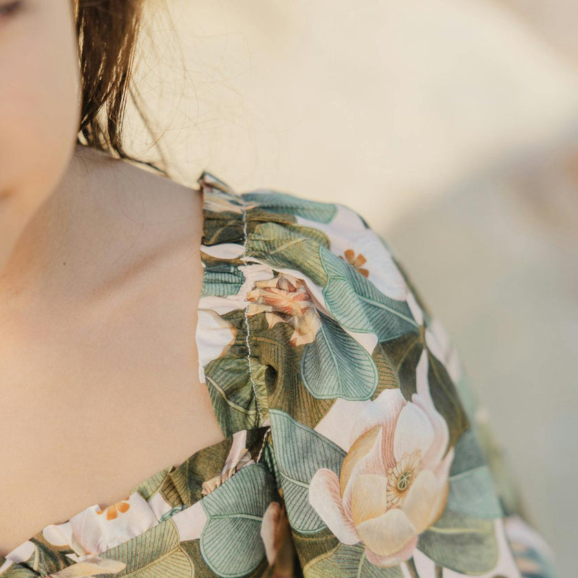 TARTINE ET CHOCOLAT Vintage Rose Puff-Sleeve Dress