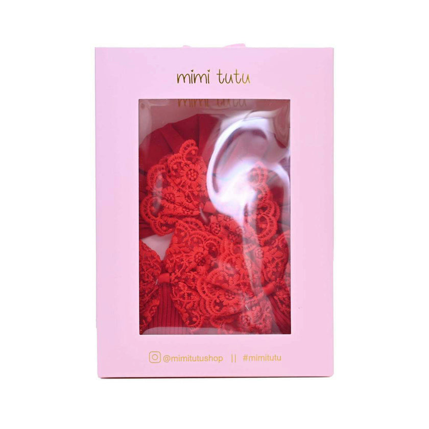 Lace Bow Hat & Sock Gift Set