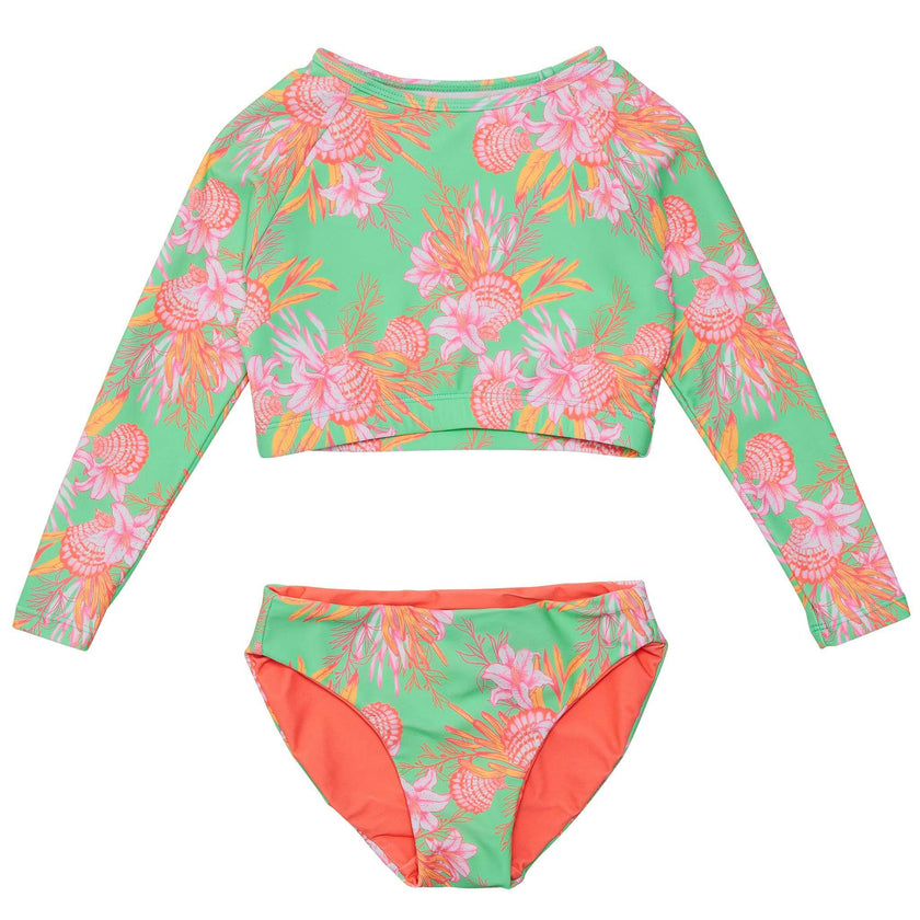 UPF50+ Sustainable Reversible Crop Long Sleeve UPF50+ Rashguard & Bottom Set