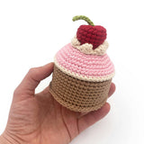 Cherry cake 100% organic cotton rattle