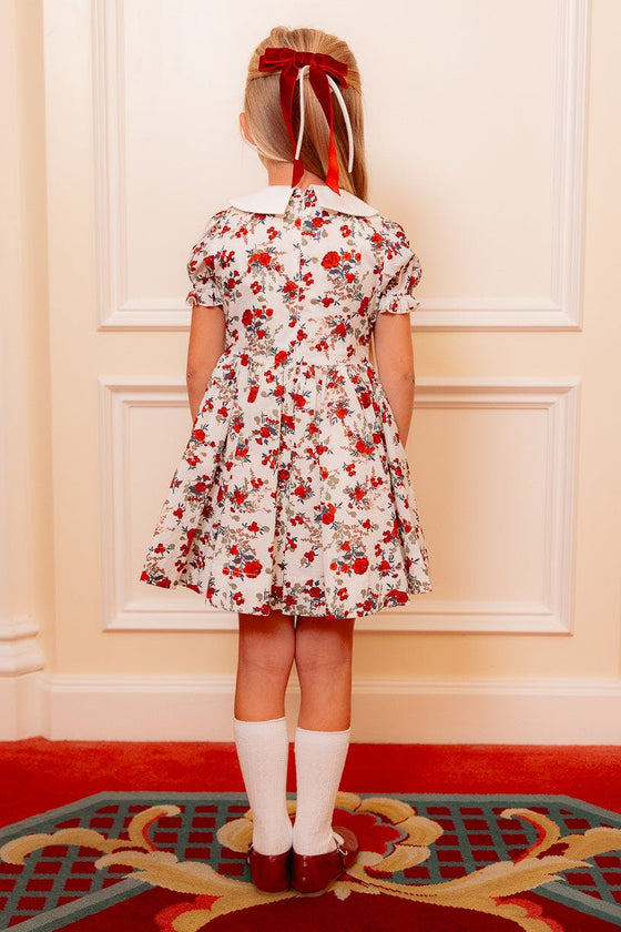 Mini Aveline Dress in Red & Green Rustic Floral