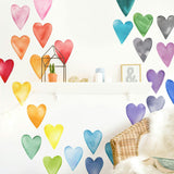 Watercolor Hearts • Rainbow • Large • Peel-and-Stick Wall Decals