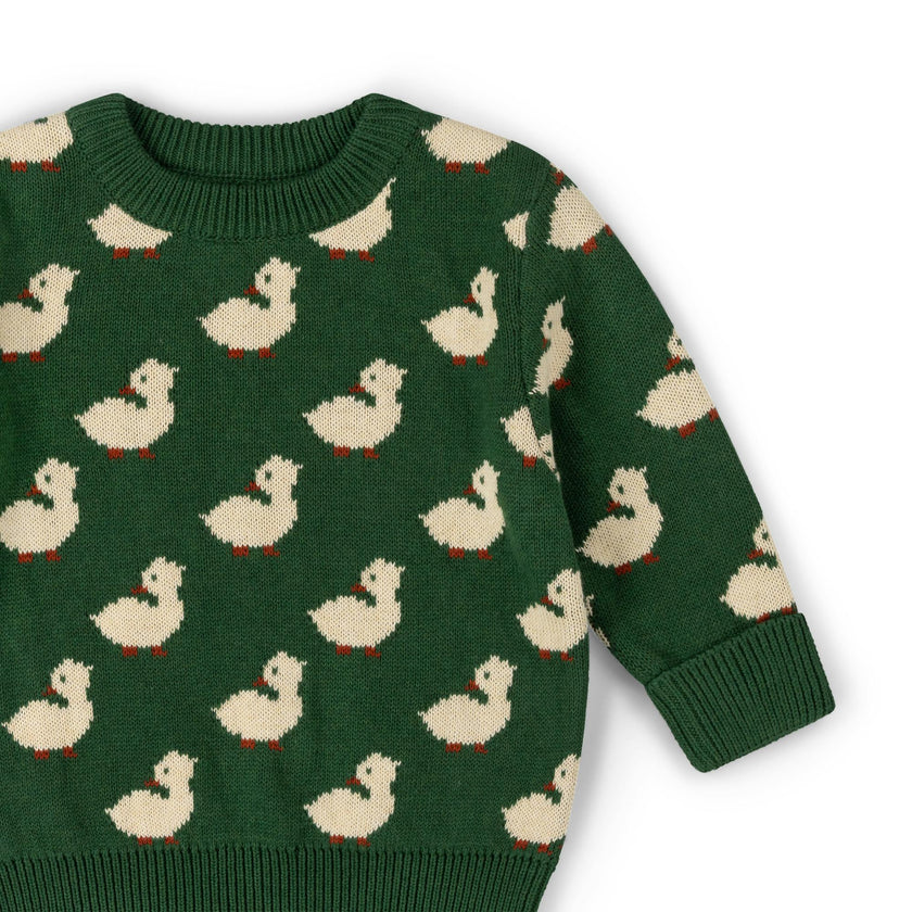 Olive Ducks Snuggly Knitted Jumper, Green