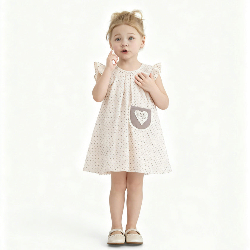 Beige Heart Dot Dress