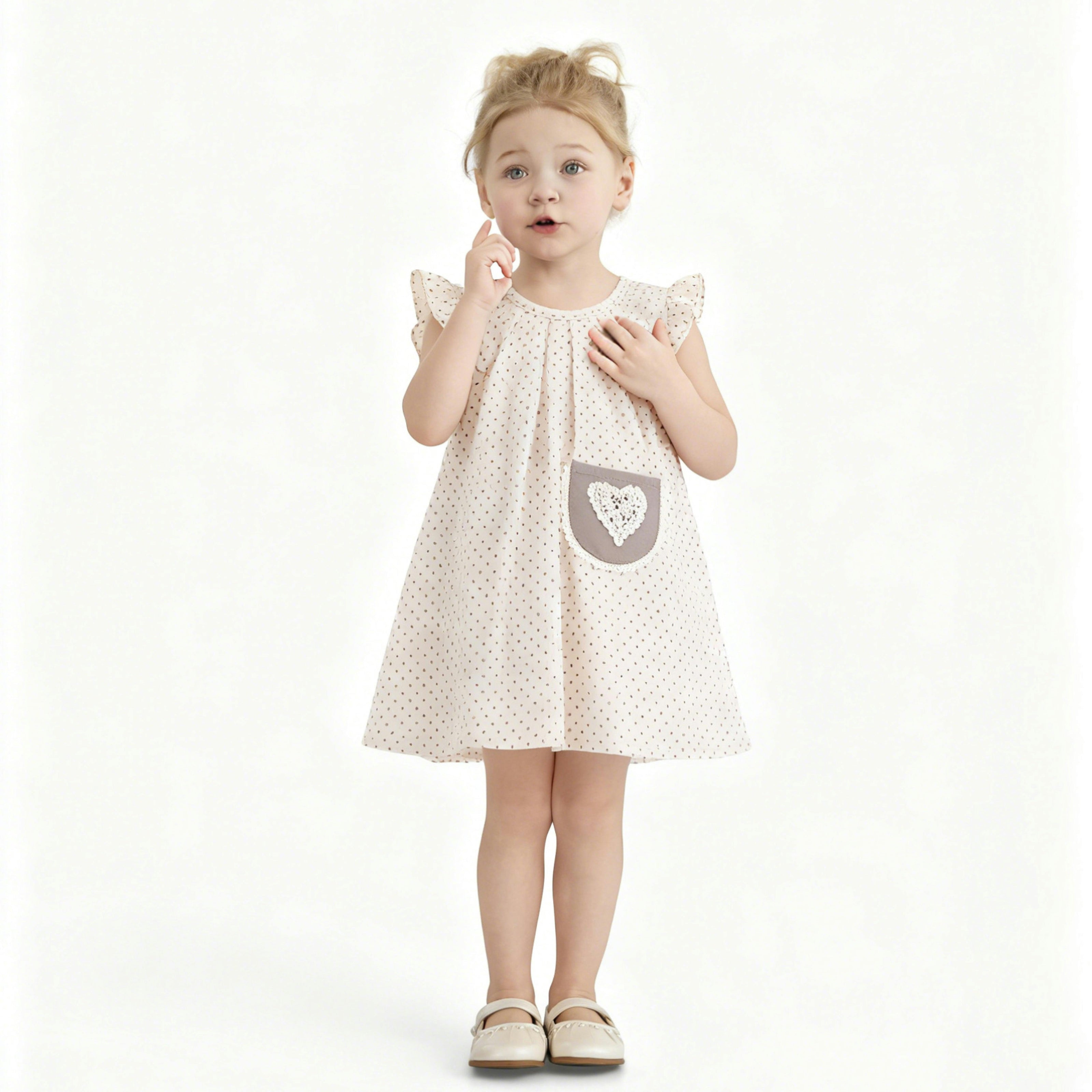 Beige Heart Dot Dress