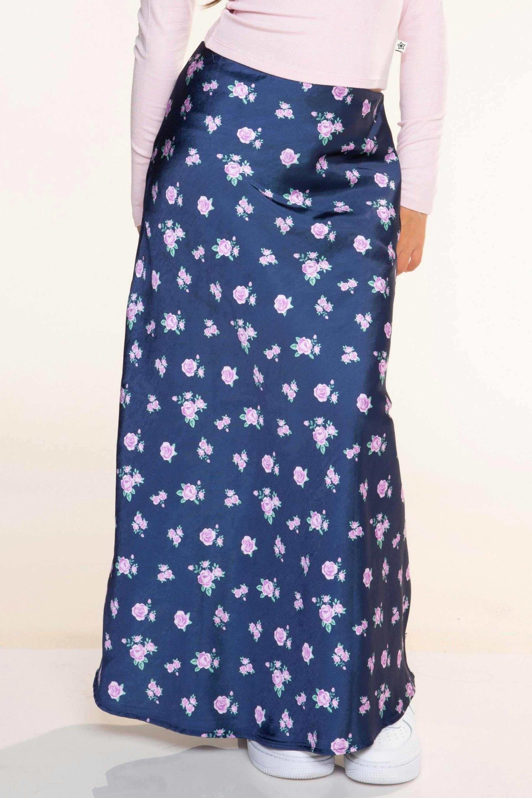 Washed Satin Maxi Skirt