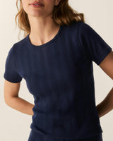 Women's Pointelle T-Shirt in Navy