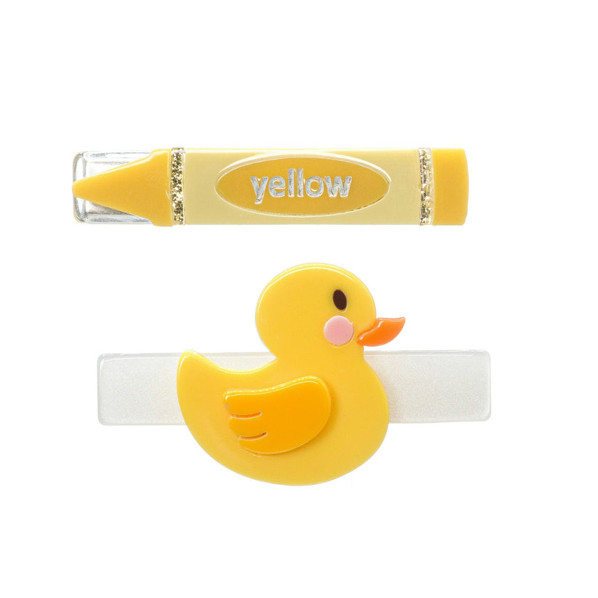 Duck Crayon Yellow Hair Clips -BTS