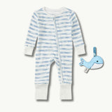Convertible Coverall & Teething Rattle Set - Breezy Bay Stripe