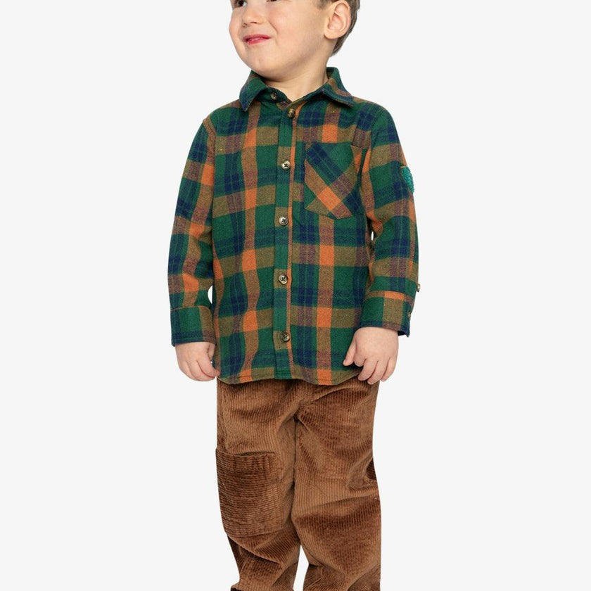 Plaid Shirt Orange, Blue and Green