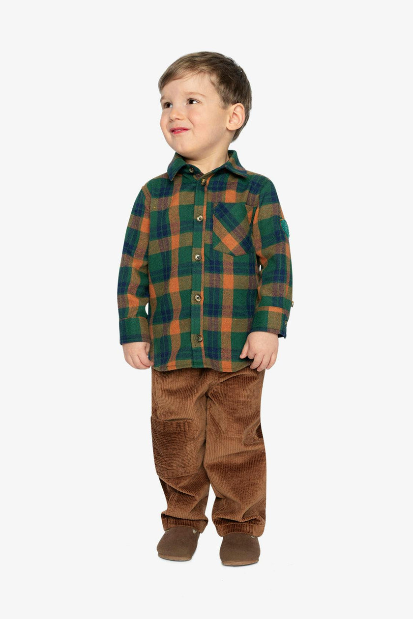 Plaid Shirt Orange, Blue and Green