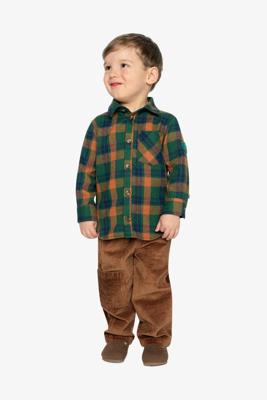 Plaid Shirt Orange, Blue and Green