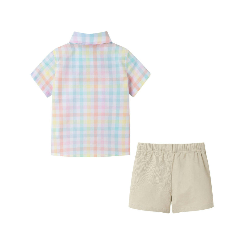 Infant 4 Piece Plaid Suspender Set