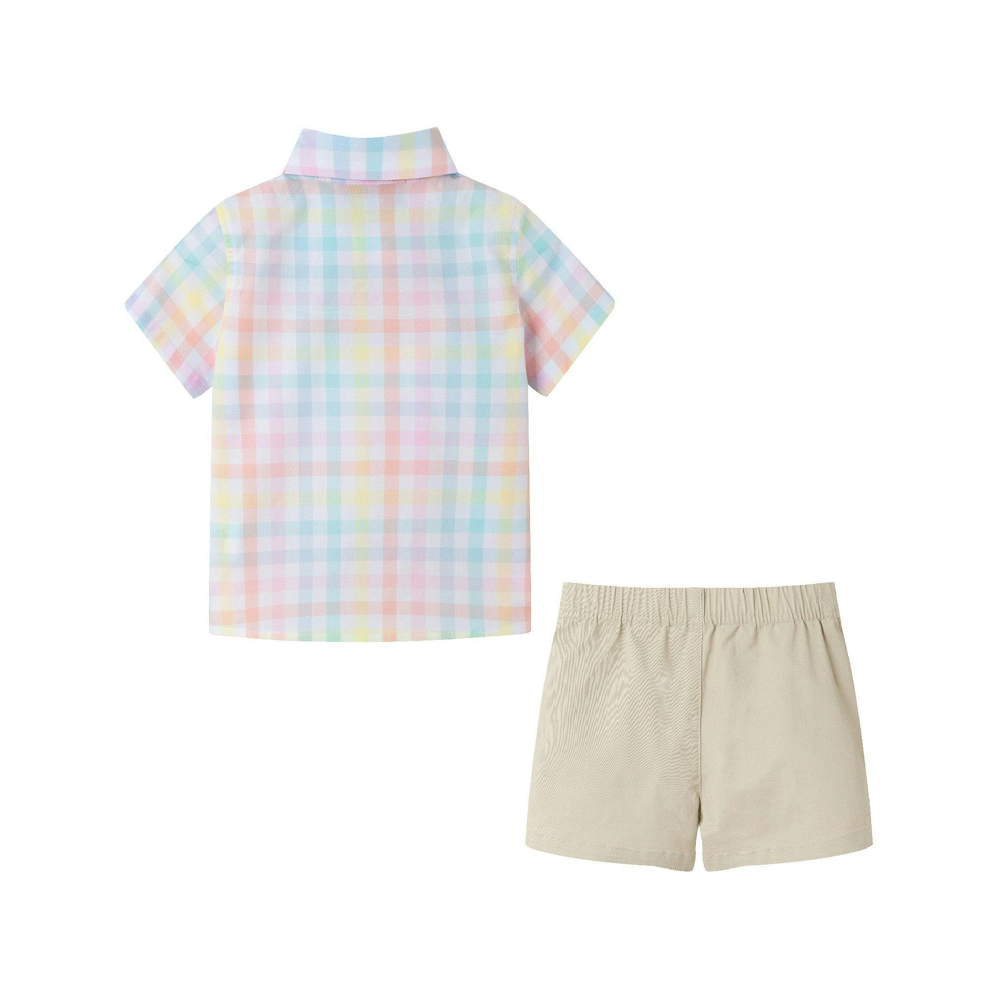 Infant 4 Piece Plaid Suspender Set