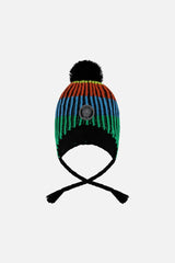 Lined Peruvian Knit Winter Hat With Pompom Multicolor
