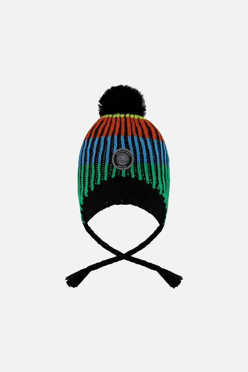 Lined Peruvian Knit Winter Hat With Pompom Multicolor