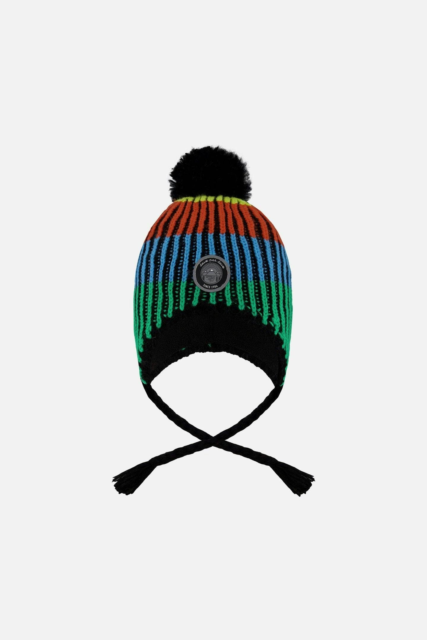 Lined Peruvian Knit Winter Hat With Pompom Multicolor