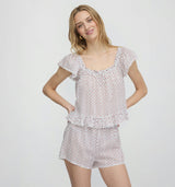 The Josie PJ Set - White Poppy Half Drop