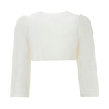 Cream Cropped Satin Cardigan