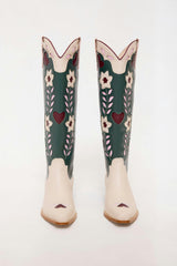 Dakota Boot in Green & Cream