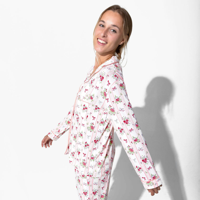Floral Stripes Bamboo Women's Pajama Set