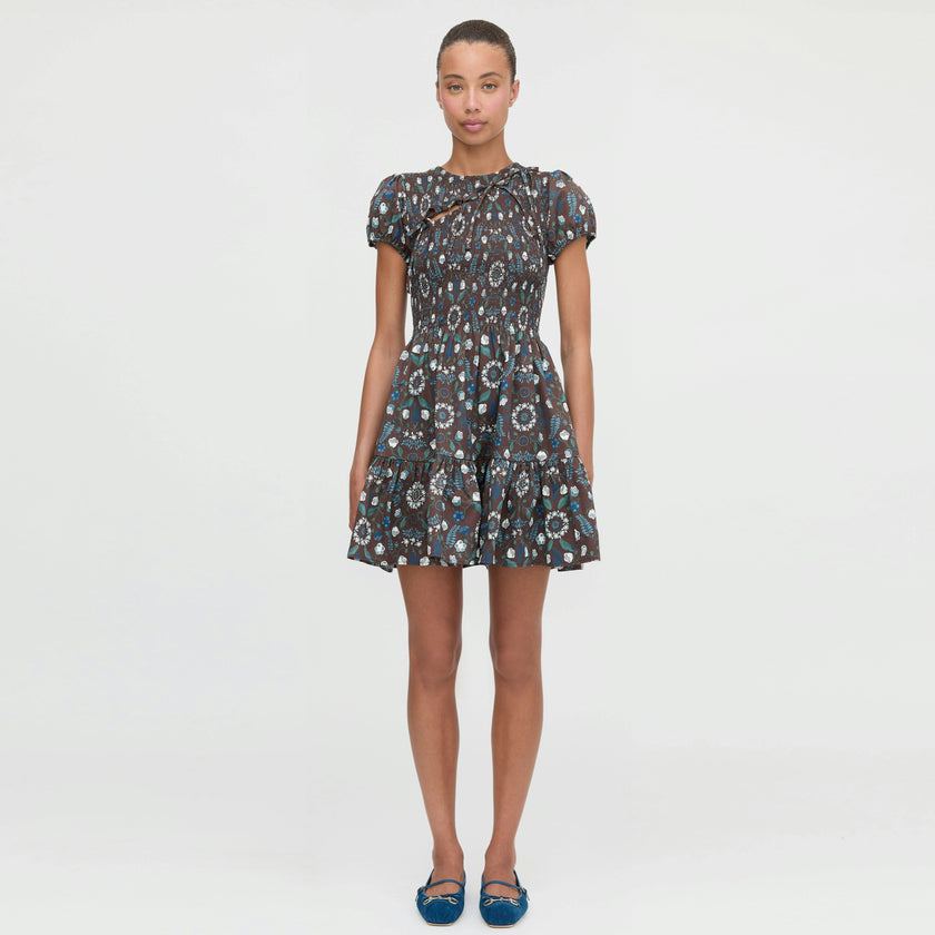 The Gia Mini Nap Dress - Chocolate Swedish Floral
