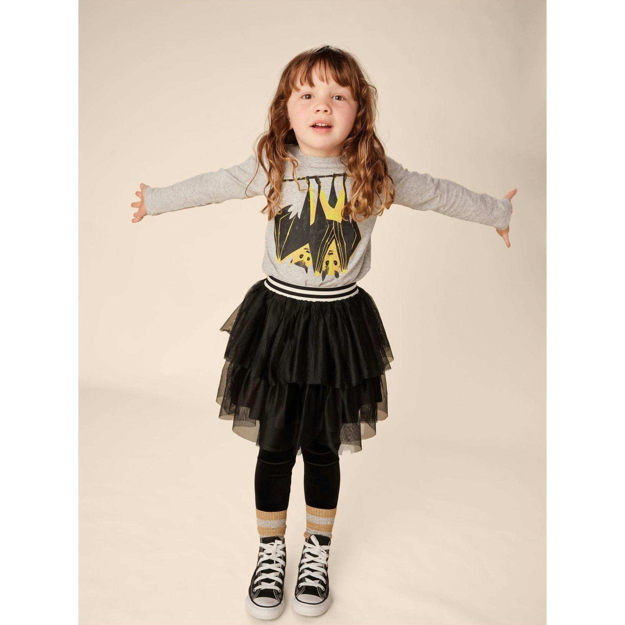 Tiered Elastic Waistband 2-Tiered Mini Tulle Skirt, Black
